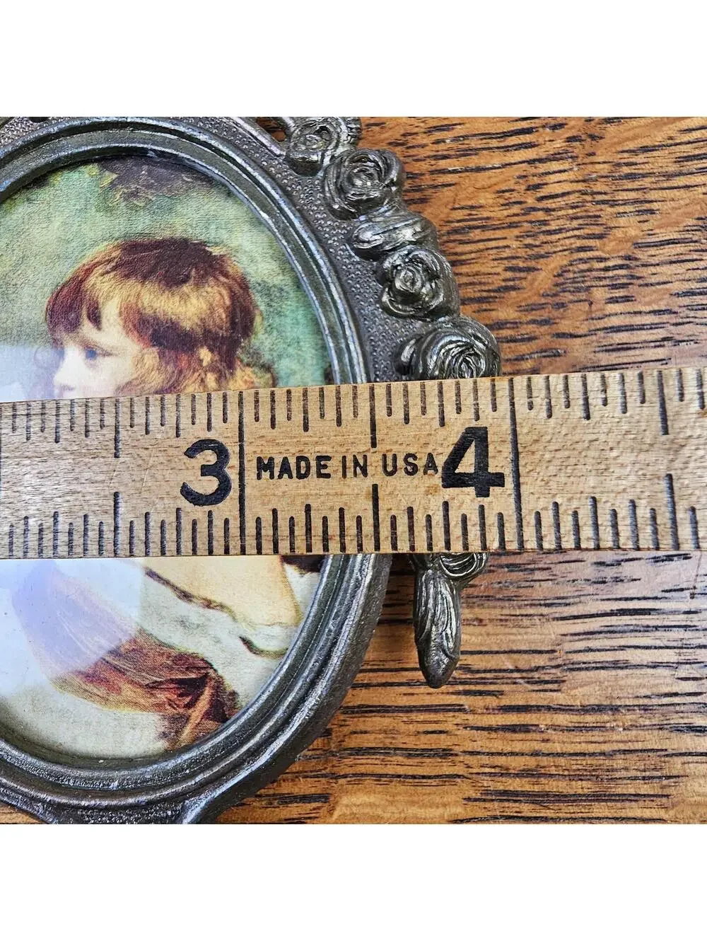 Vintage Italian Child Portrait Wall Plaques Pair Ornate Cast Metal Frames - Picture 9 of 10